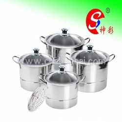 12pcs Steamer Stock Pot Set with Glass Cover